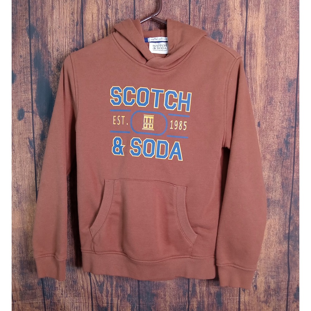 Scotch & Soda Amsterdam Brown Graphic Hoodie Sweatshirt 1841-11705-FA24 Womens L